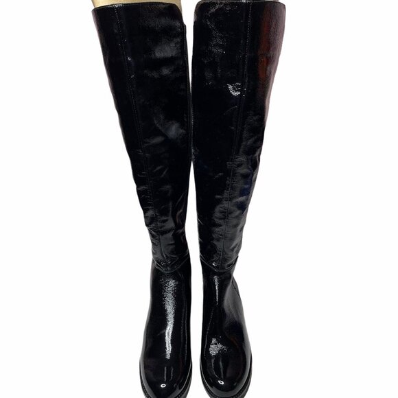 Aldo Byssa Over the Knee Boots Black Pull on Leather Stretch Back 6.5 - Picture 2 of 8